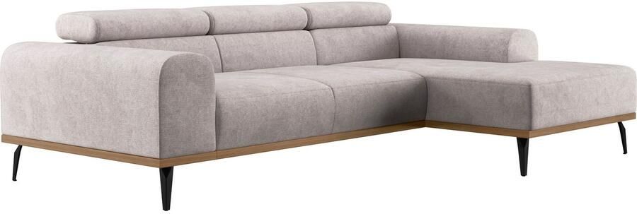 Places of Style Hoekbank Carlo L-vorm met hoofdeinde-verstelling & houten frame-look optionele relaxfunctie - Foto 11