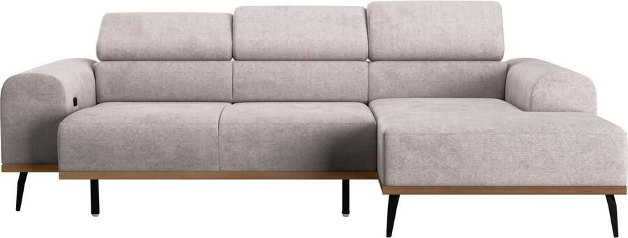 Places of Style Hoekbank Carlo L-vorm met hoofdeinde-verstelling & houten frame-look optionele relaxfunctie - Foto 8