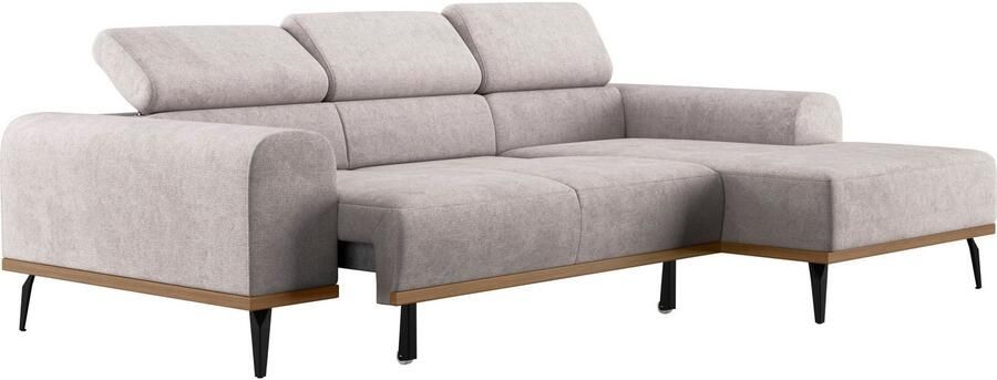 Places of Style Hoekbank Carlo L-vorm met hoofdeinde-verstelling & houten frame-look optionele relaxfunctie - Foto 7