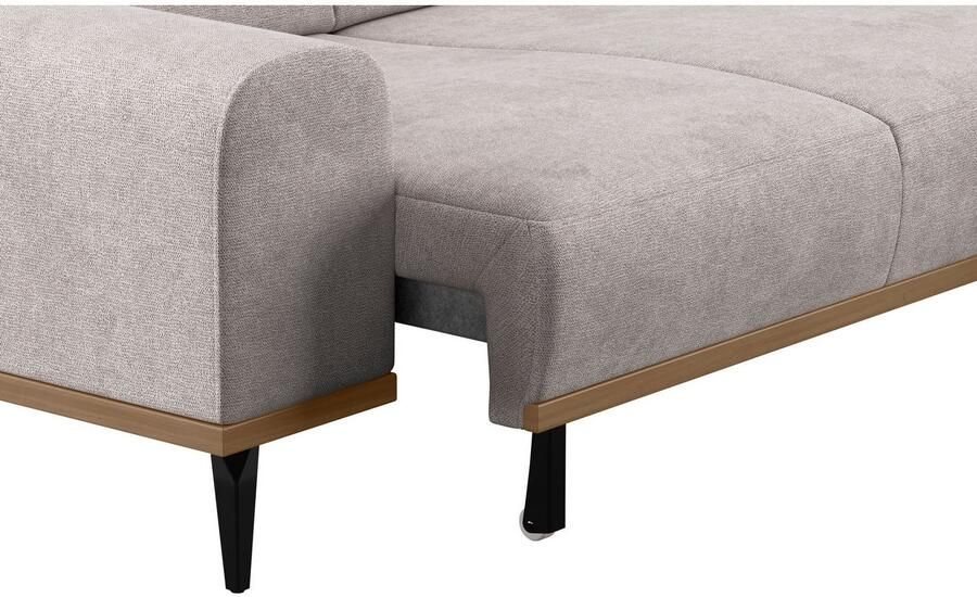 Places of Style Hoekbank Carlo L-vorm met hoofdeinde-verstelling & houten frame-look optionele relaxfunctie - Foto 4