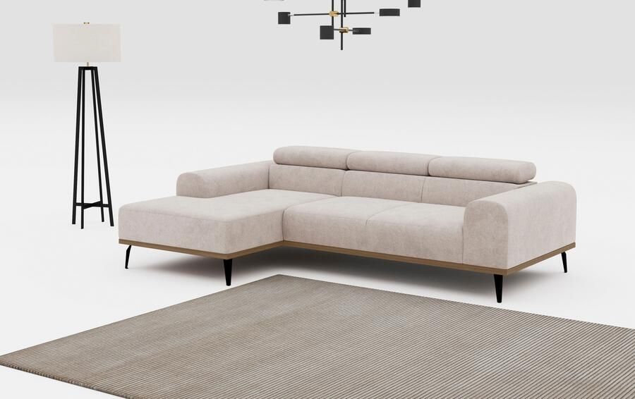 Places of Style Hoekbank Carlo L-vorm met hoofdeinde-verstelling & houten frame-look optionele relaxfunctie - Foto 3