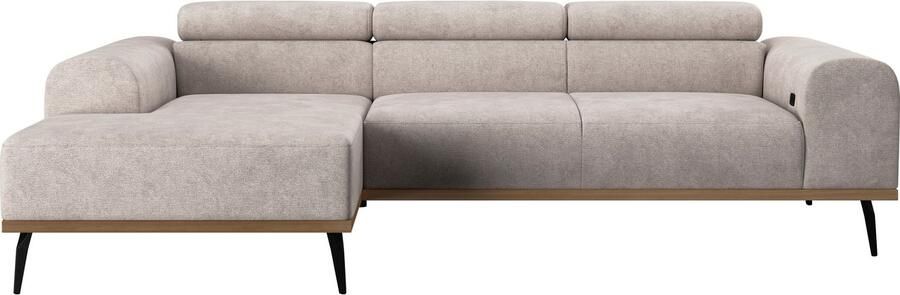 Places of Style Hoekbank Carlo L-vorm met hoofdeinde-verstelling & houten frame-look optionele relaxfunctie - Foto 8