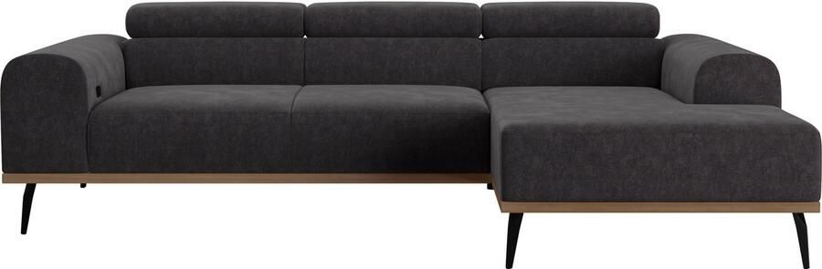 Places of Style Hoekbank Carlo L-vorm met hoofdeinde-verstelling & houten frame-look optionele relaxfunctie - Foto 10