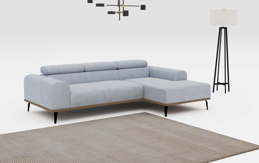 Places of Style Hoekbank Carlo L-vorm met hoofdeinde-verstelling & houten frame-look optionele relaxfunctie - Foto 3