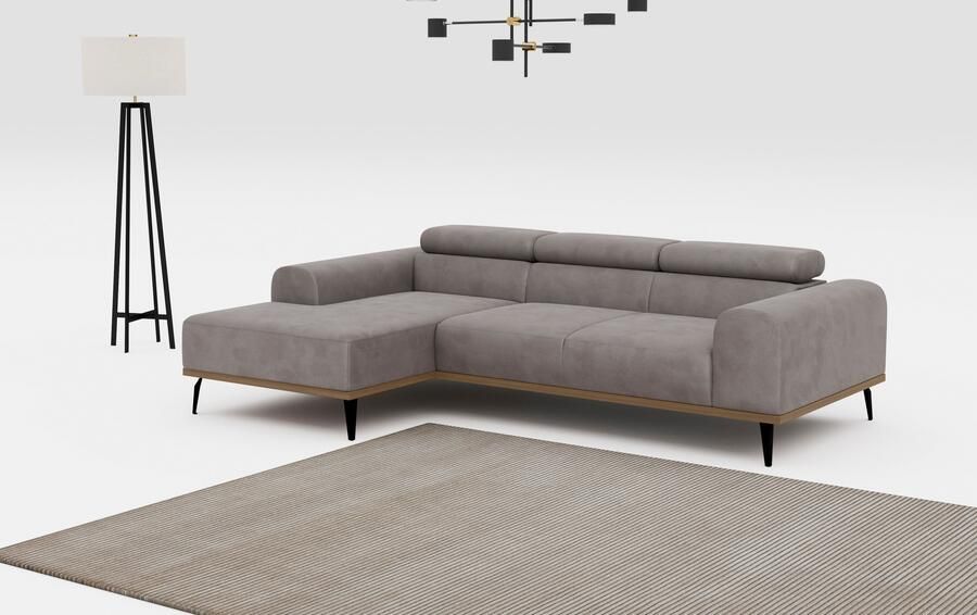 Places of Style Hoekbank Carlo L-vorm met hoofdeinde-verstelling & houten frame-look optionele relaxfunctie - Foto 3