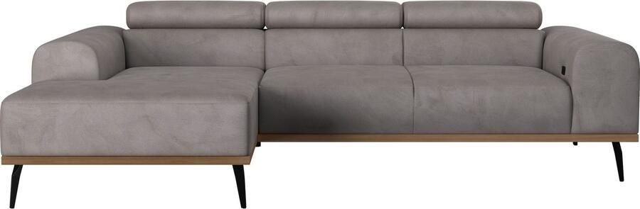 Places of Style Hoekbank Carlo L-vorm met hoofdeinde-verstelling & houten frame-look optionele relaxfunctie - Foto 8