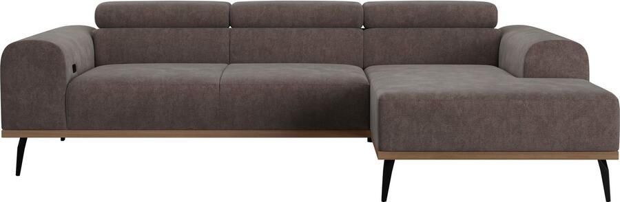 Places of Style Hoekbank Carlo L-vorm met hoofdeinde-verstelling & houten frame-look optionele relaxfunctie - Foto 10