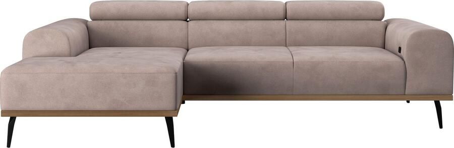 Places of Style Hoekbank Carlo L-vorm met hoofdeinde-verstelling & houten frame-look optionele relaxfunctie - Foto 10