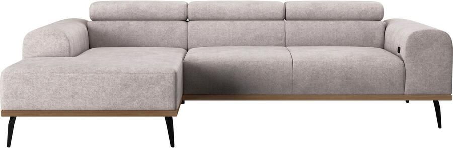 Places of Style Hoekbank Carlo L-vorm met hoofdeinde-verstelling & houten frame-look optionele relaxfunctie - Foto 8