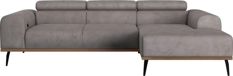 Places of Style Hoekbank Carlo L-vorm met hoofdeinde-verstelling & houten frame-look optionele relaxfunctie - Foto 10