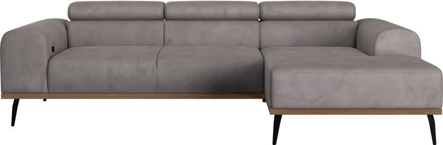 Places of Style Hoekbank Carlo L-vorm met hoofdeinde-verstelling & houten frame-look optionele relaxfunctie - Foto 8