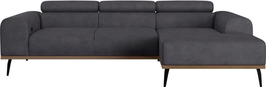 Places of Style Hoekbank Carlo L-vorm met hoofdeinde-verstelling & houten frame-look optionele relaxfunctie - Foto 10