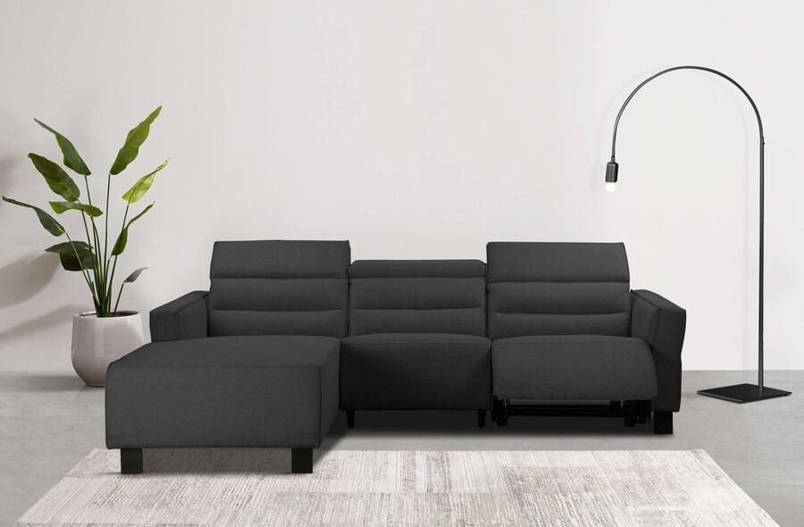 Home affaire Hoekbank Carpari L-vorm 263 cm handmatige of elektrische relaxfunctie