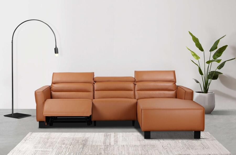 Home affaire Hoekbank Carpari L-vorm 263 cm handmatige of elektrische relaxfunctie