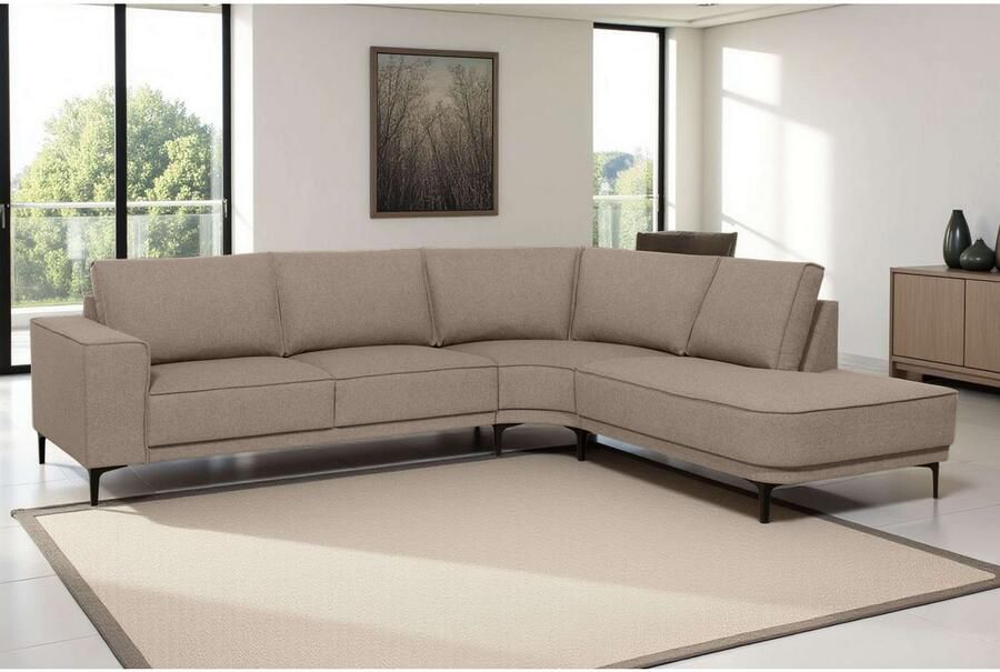 Places of Style Hoekbank CASINA met ronde ottoman poef voetenbank in een zachte chenille stof - Foto 5