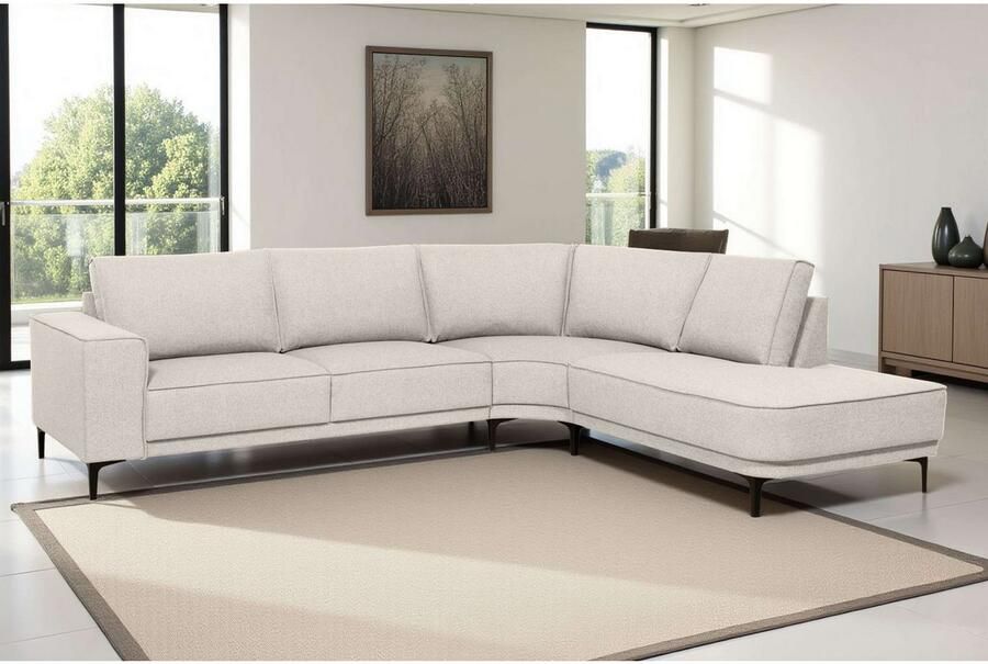 Places of Style Hoekbank CASINA met ronde ottoman poef voetenbank in een zachte chenille stof - Foto 4