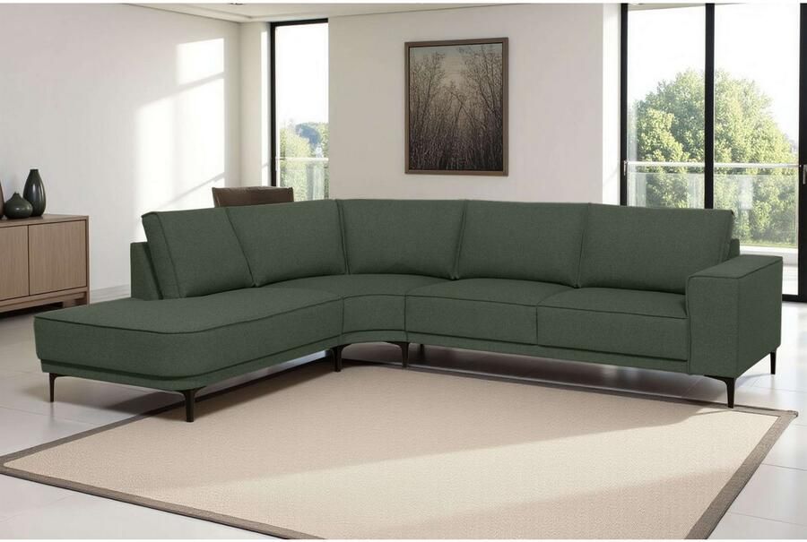 Places of Style Hoekbank CASINA met ronde ottoman poef voetenbank in een zachte chenille stof - Foto 5