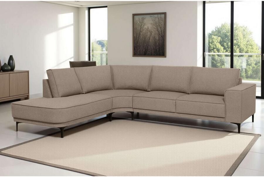 Places of Style Hoekbank CASINA met ronde ottoman poef voetenbank in een zachte chenille stof - Foto 4