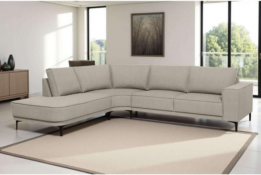 Places of Style Hoekbank CASINA met ronde ottoman poef voetenbank in een zachte chenille stof - Foto 5