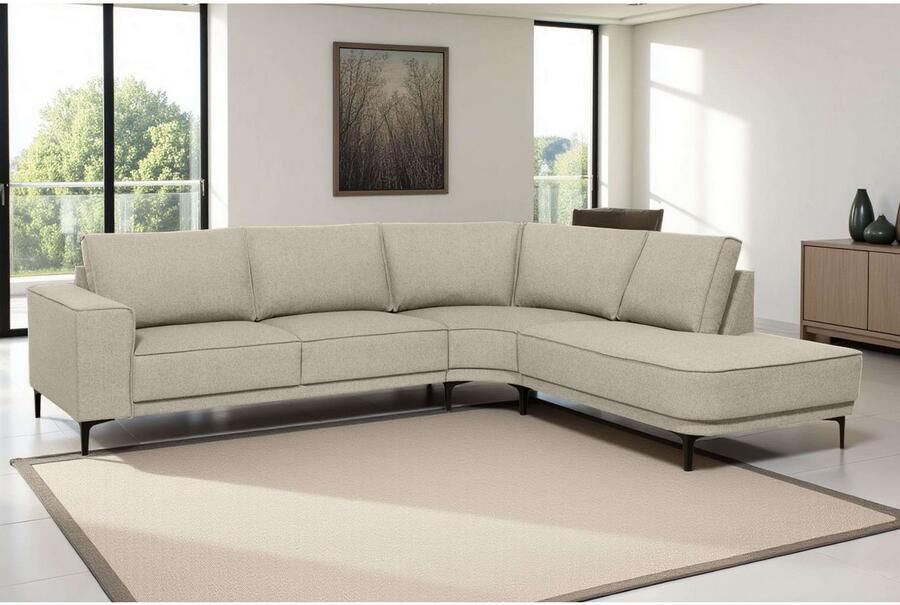 Places of Style Hoekbank CASINA met ronde ottoman poef voetenbank in een zachte chenille stof - Foto 5