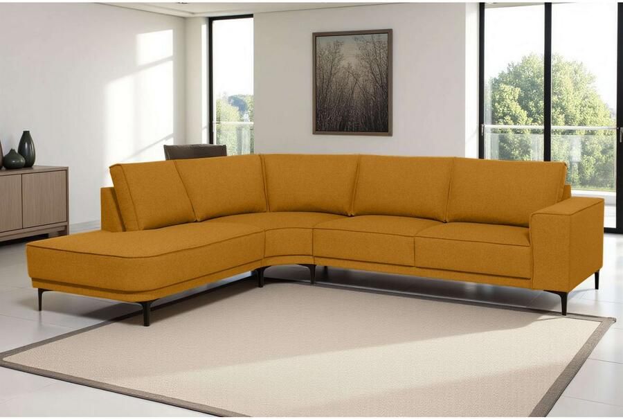 Places of Style Hoekbank CASINA met ronde ottoman poef voetenbank in een zachte chenille stof - Foto 5