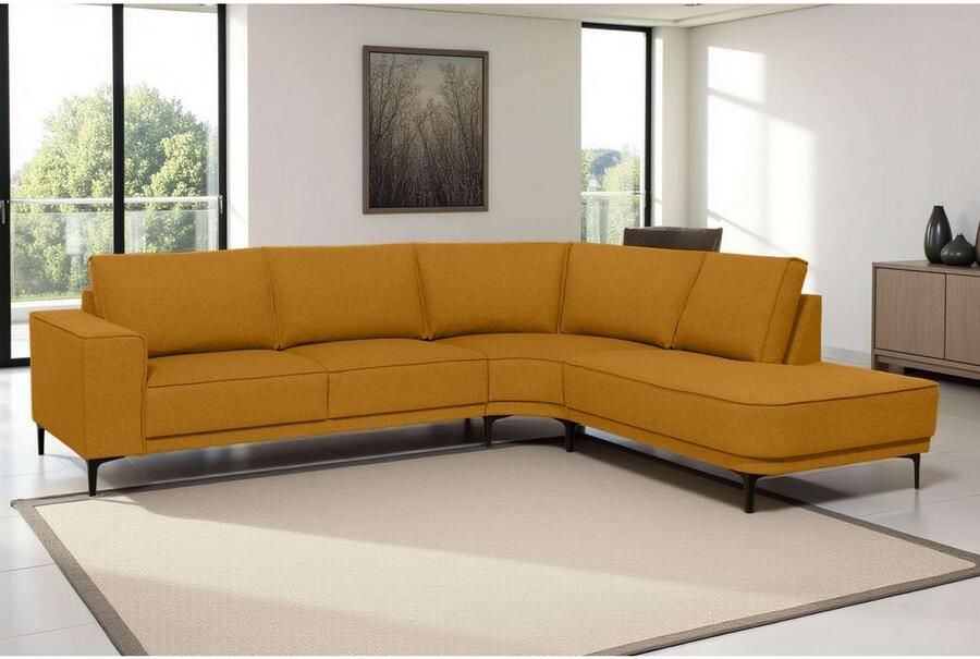 Places of Style Hoekbank CASINA met ronde ottoman poef voetenbank in een zachte chenille stof - Foto 5