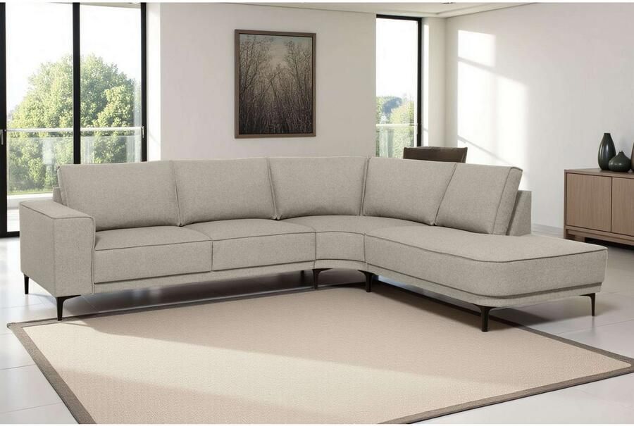 Places of Style Hoekbank CASINA met ronde ottoman poef voetenbank in een zachte chenille stof - Foto 5