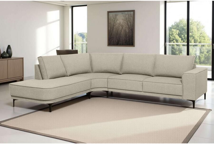 Places of Style Hoekbank CASINA met ronde ottoman poef voetenbank in een zachte chenille stof - Foto 5