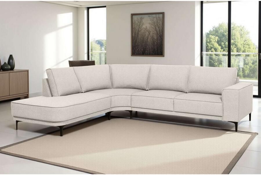 Places of Style Hoekbank CASINA met ronde ottoman poef voetenbank in een zachte chenille stof - Foto 4