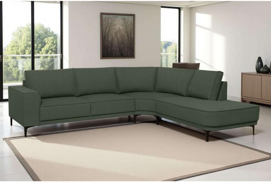 Places of Style Hoekbank CASINA met ronde ottoman poef voetenbank in een zachte chenille stof - Foto 5