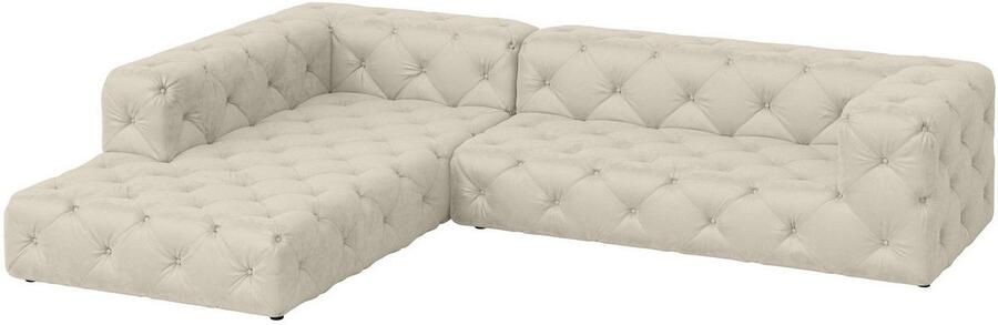 Places of Style Hoekbank FOLLINA L-vorm met klassieke Chesterfield-knoopstiksels - Foto 4