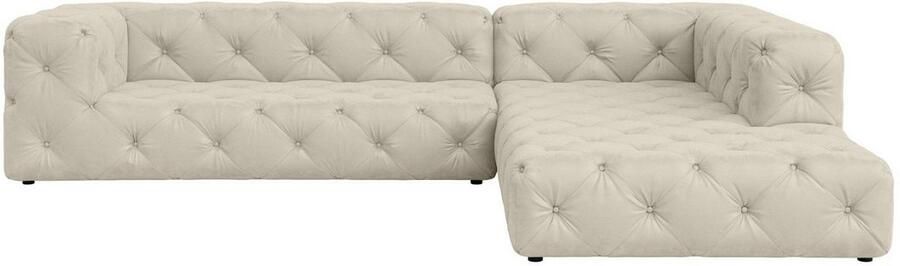 Places of Style Hoekbank FOLLINA L-vorm met klassieke Chesterfield-knoopstiksels - Foto 6