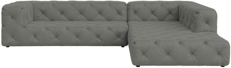 Places of Style Hoekbank FOLLINA L-vorm met klassieke Chesterfield-knoopstiksels - Foto 6