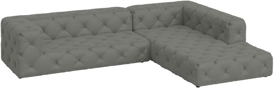 Places of Style Hoekbank FOLLINA L-vorm met klassieke Chesterfield-knoopstiksels - Foto 4