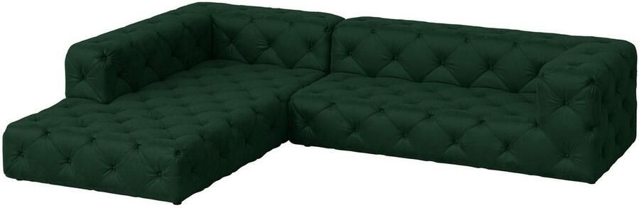 Places of Style Hoekbank FOLLINA L-vorm met klassieke Chesterfield-knoopstiksels - Foto 4