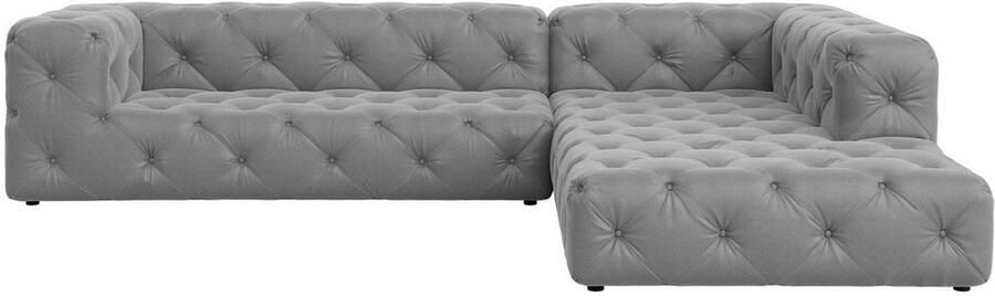 Places of Style Hoekbank FOLLINA L-vorm met klassieke Chesterfield-knoopstiksels - Foto 6