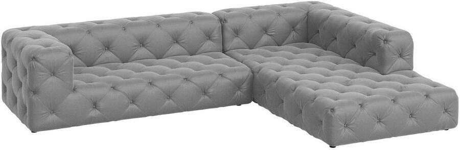 Places of Style Hoekbank FOLLINA L-vorm met klassieke Chesterfield-knoopstiksels - Foto 4