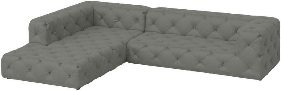 Places of Style Hoekbank FOLLINA L-vorm met klassieke Chesterfield-knoopstiksels - Foto 4