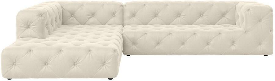 Places of Style Hoekbank FOLLINA L-vorm met klassieke Chesterfield-knoopstiksels - Foto 6