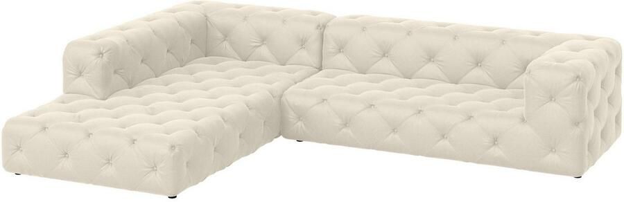 Places of Style Hoekbank FOLLINA L-vorm met klassieke Chesterfield-knoopstiksels - Foto 4