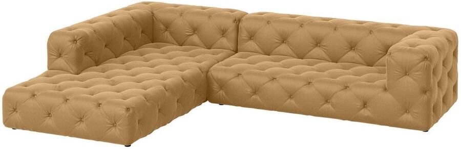 Places of Style Hoekbank FOLLINA L-vorm met klassieke Chesterfield-knoopstiksels - Foto 4