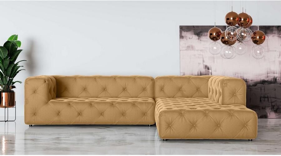 Home affaire Hoekbank FOLLINA L-vorm met klassieke Chesterfield-knoopstiksels - Foto 2