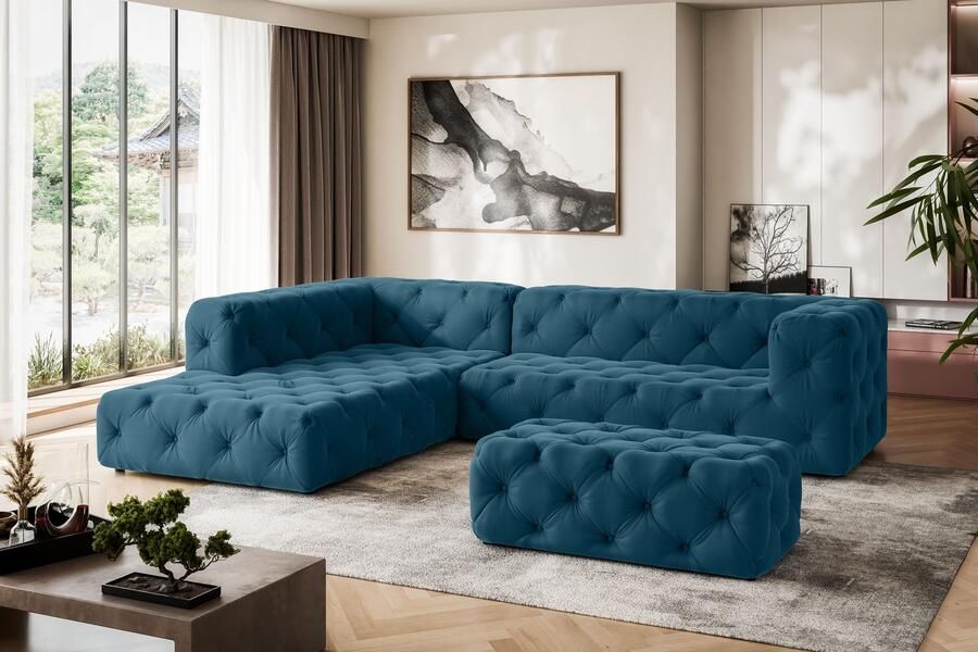 Home affaire Hoekbank FOLLINA L-vorm met klassieke Chesterfield-knoopstiksels