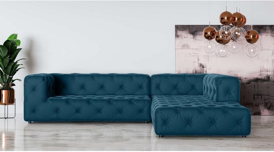 Home affaire Hoekbank FOLLINA L-vorm met klassieke Chesterfield-knoopstiksels - Foto 3