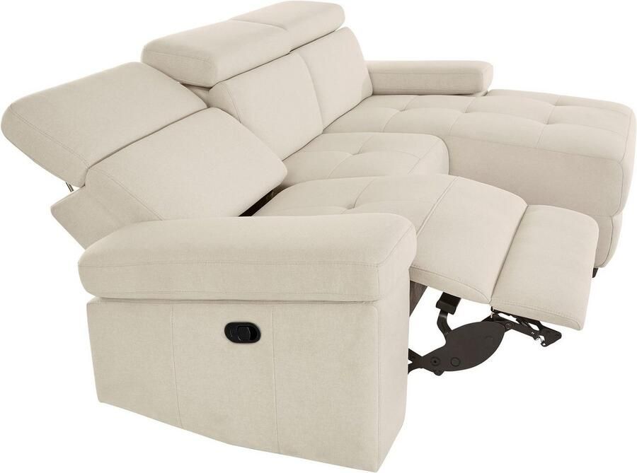 Places of Style Hoekbank Kilado L-vorm met relaxfunctie verstelbare armleuning verstelbare hoofdsteun