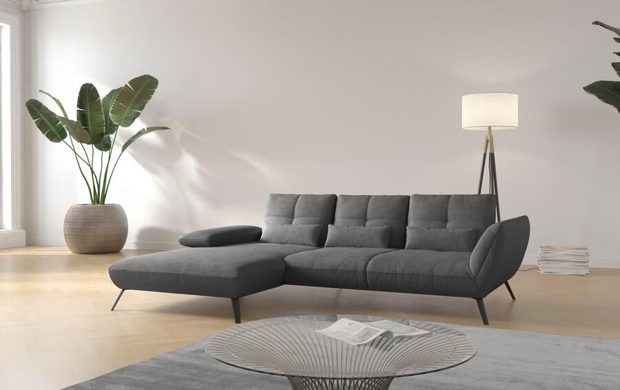 Places of Style Hoekbank Mikado L-vorm incl. zitdiepteverstelling en armleuningverstelling