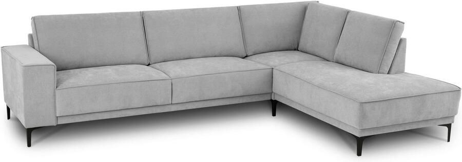 Places of Style Hoekbank Oland structuur platweefsel luxe microvezel bouclé L-vorm 289 cm golfondersteuning Scandinavisch ontwerp metalen poten - Foto 8