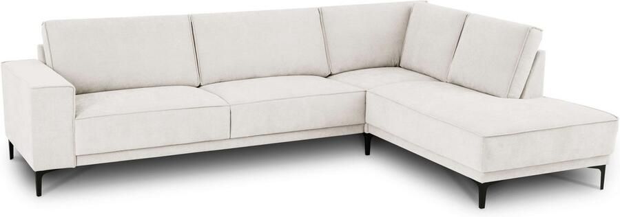 Places of Style Hoekbank Oland structuur platweefsel luxe microvezel bouclé L-vorm 289 cm golfondersteuning Scandinavisch ontwerp metalen poten - Foto 14