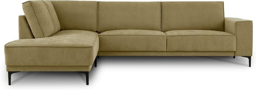 Places of Style Hoekbank Oland structuur platweefsel luxe microvezel bouclé L-vorm 289 cm golfondersteuning Scandinavisch ontwerp metalen poten - Foto 7