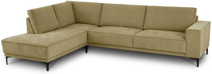 Places of Style Hoekbank Oland structuur platweefsel luxe microvezel bouclé L-vorm 289 cm golfondersteuning Scandinavisch ontwerp metalen poten - Foto 8